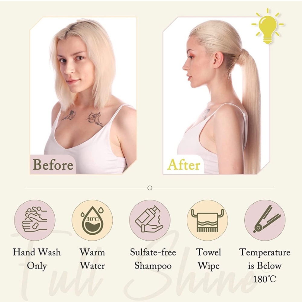 22” wrap around human hair ponytail honey blonde - Picture 2 of 4